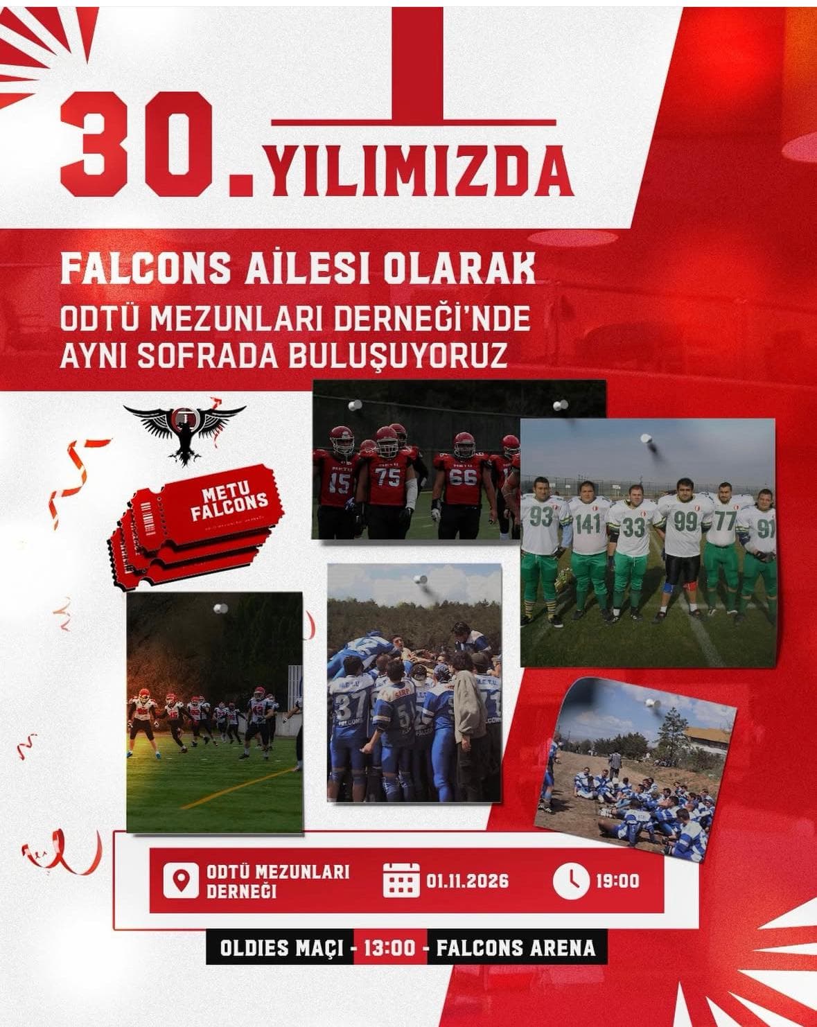 METU Falcons 30. yıl etkinlik afişi